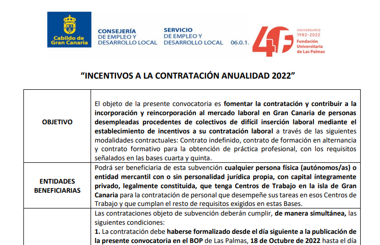 INCENTIVOS PARA LA CONTRATACION 2022