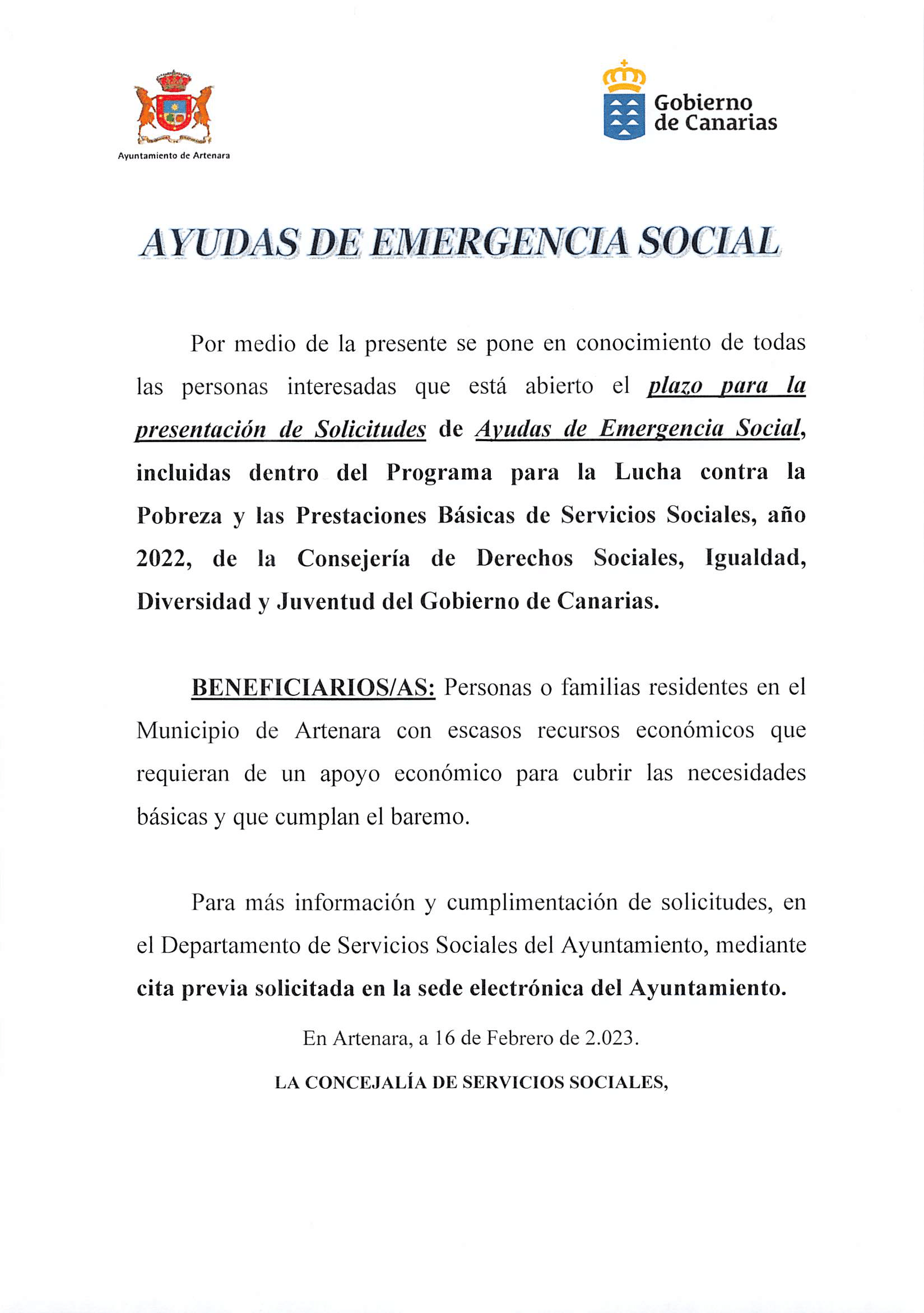 AYUDAS DE EMERGENCIA SOCIAL