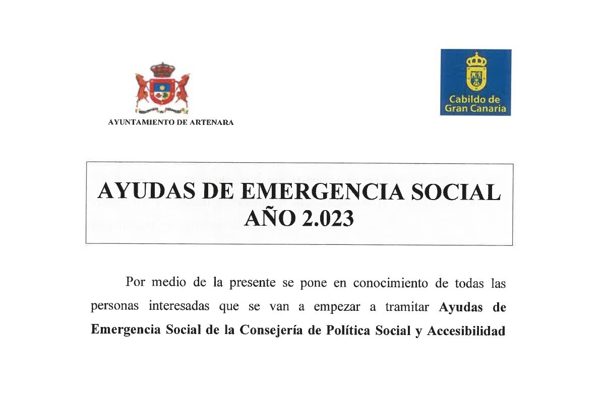 Ayudas de Emergencia Social del Cabildo de Gran Canaria 2023.