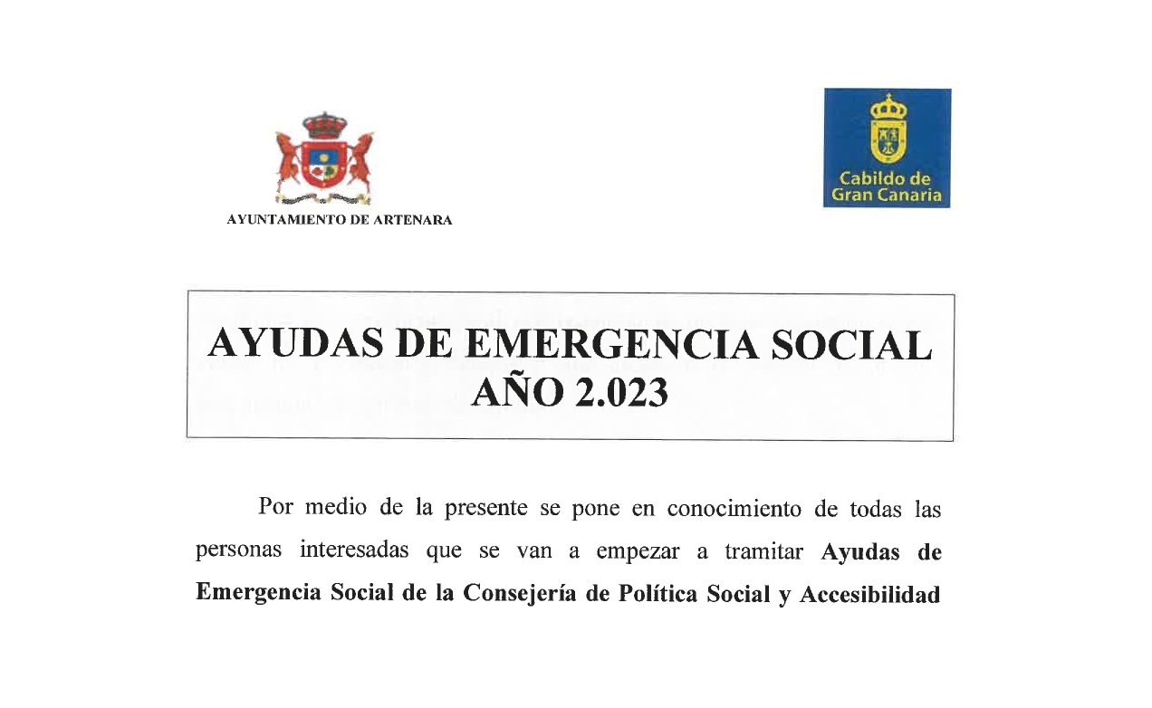 Ayudas de Emergencia Social del Cabildo de Gran Canaria 2023.
