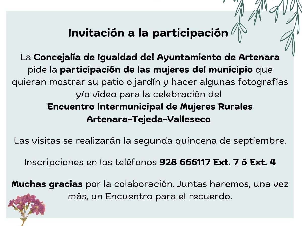 ENCUENTRO INTERMUNICIPAL DE MUJERES RURALES ARTENARA-TEJEDA-VALLESECO.