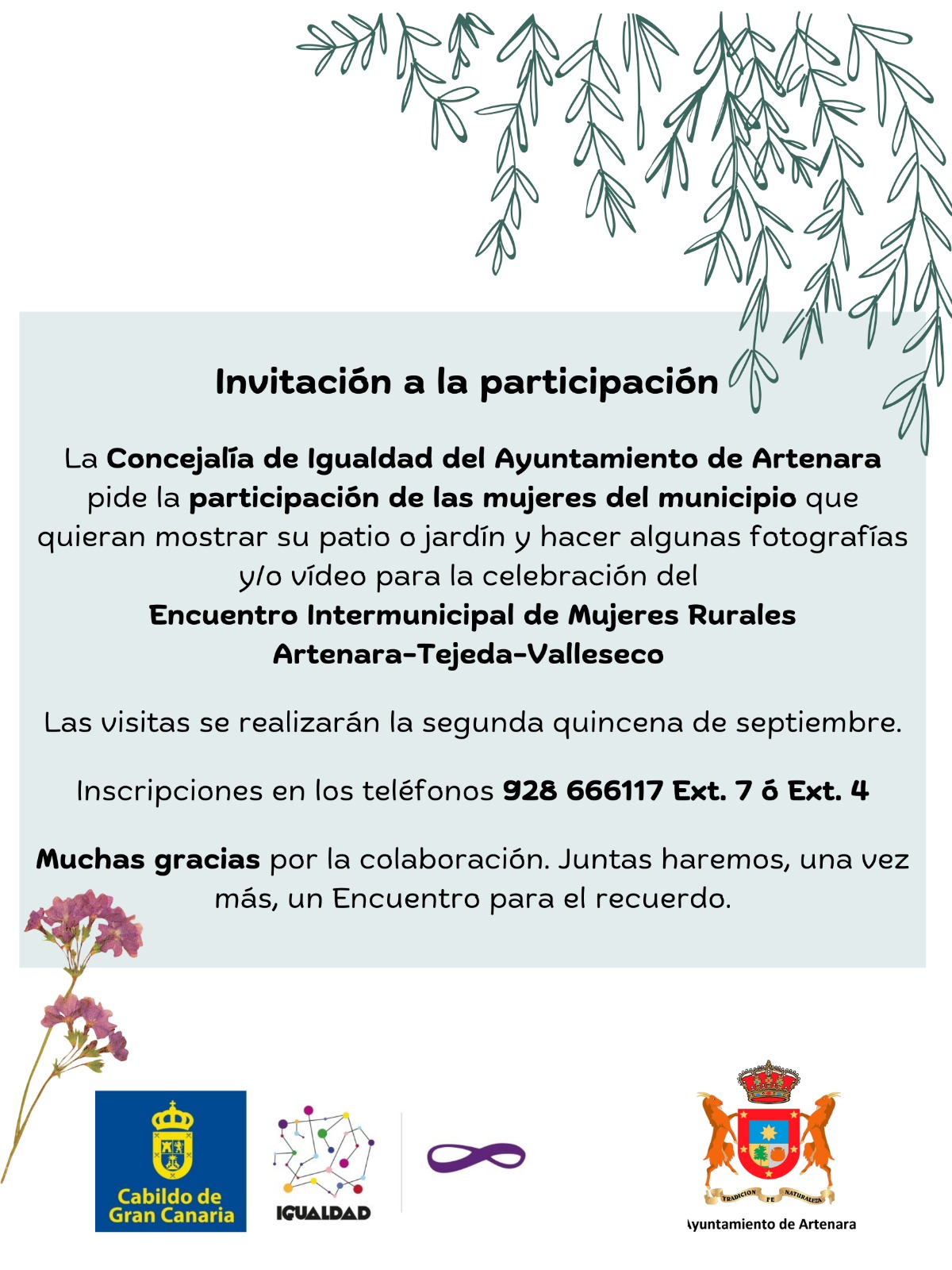 ENCUENTRO INTERMUNICIPAL DE MUJERES RURALES ARTENARA-TEJEDA-VALLESECO.