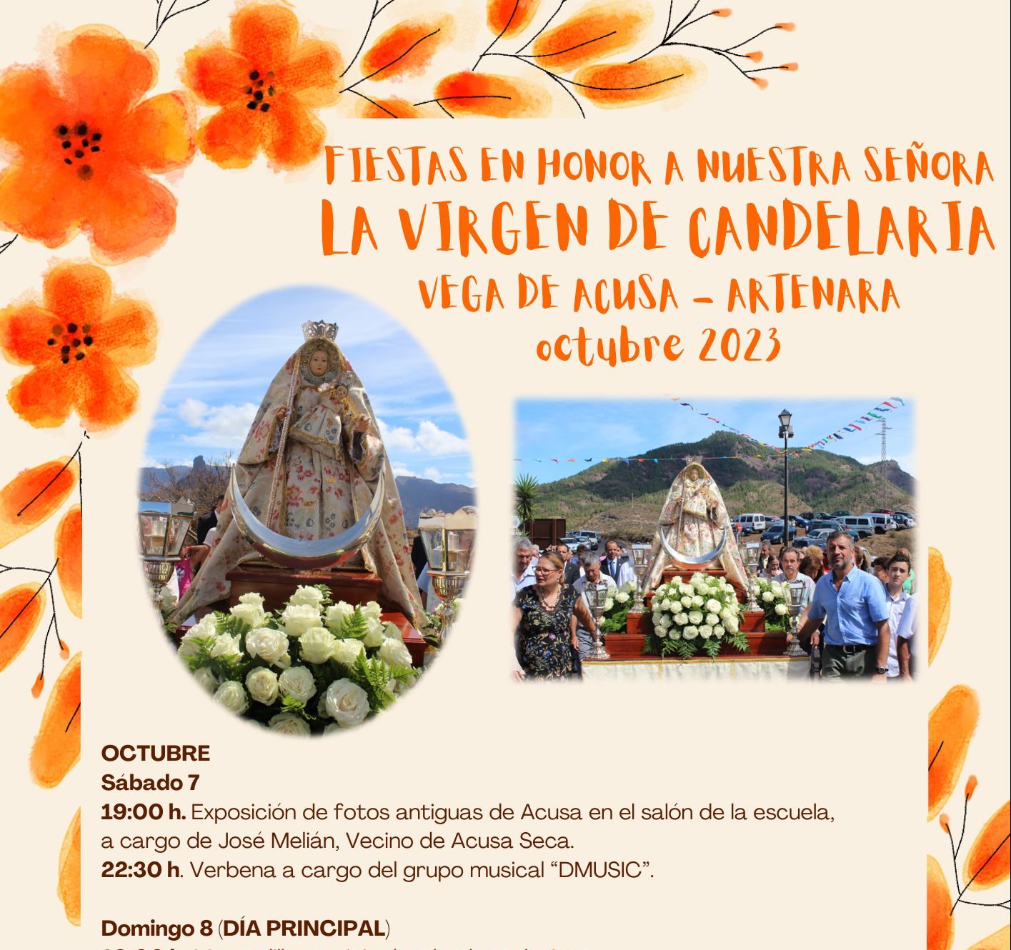 Fiesta de Nuestra Señora La Virgen de Candelaria. Sábado 7 y Domingo 8 de Octubre.