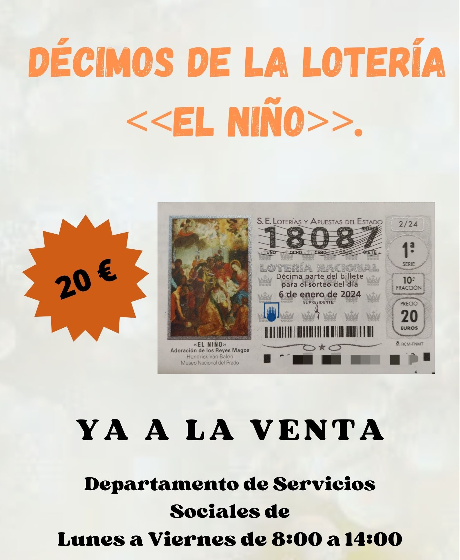 Ya a la venta. Lotería Nacional <<El Niño>>.