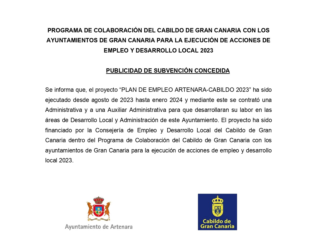 Plan de empleo Artenara-Cabildo