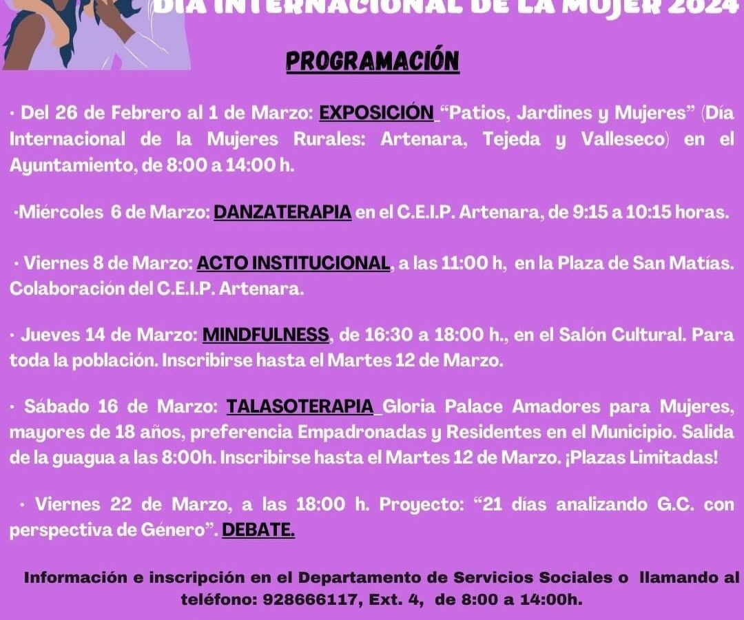 Programación de Actos por el 8 de Marzo