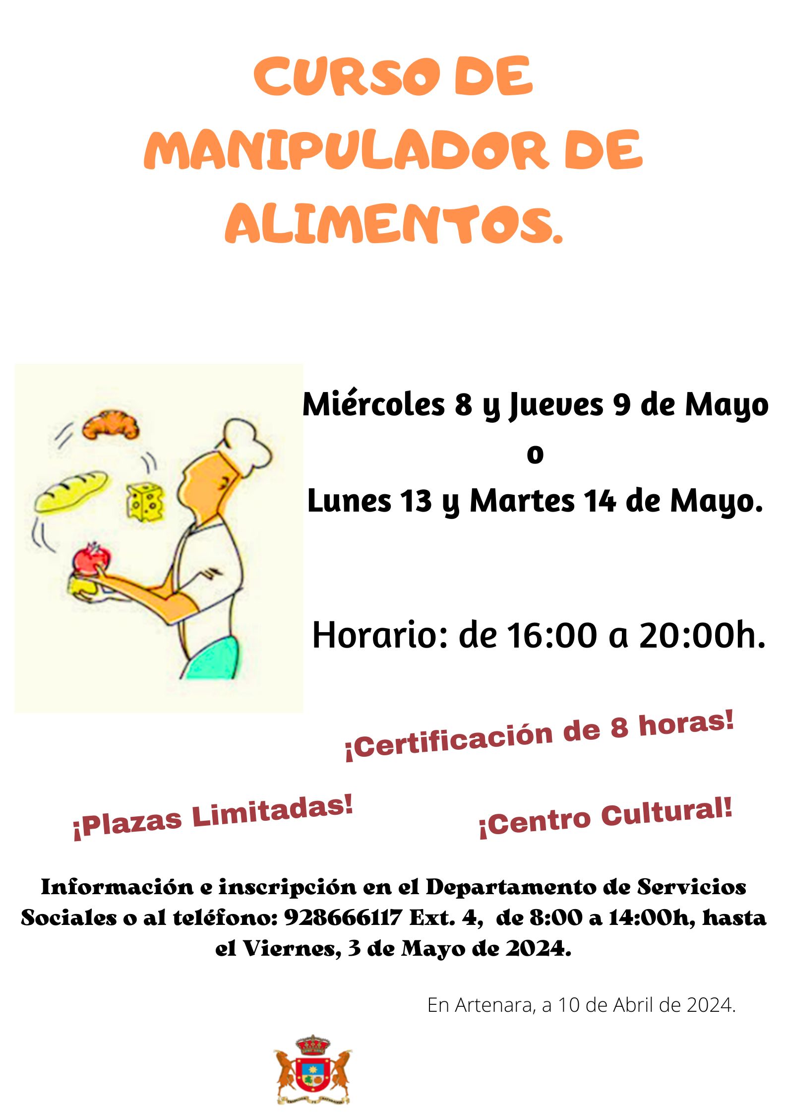 Curso Certificado de Manipulador de Alimentos.