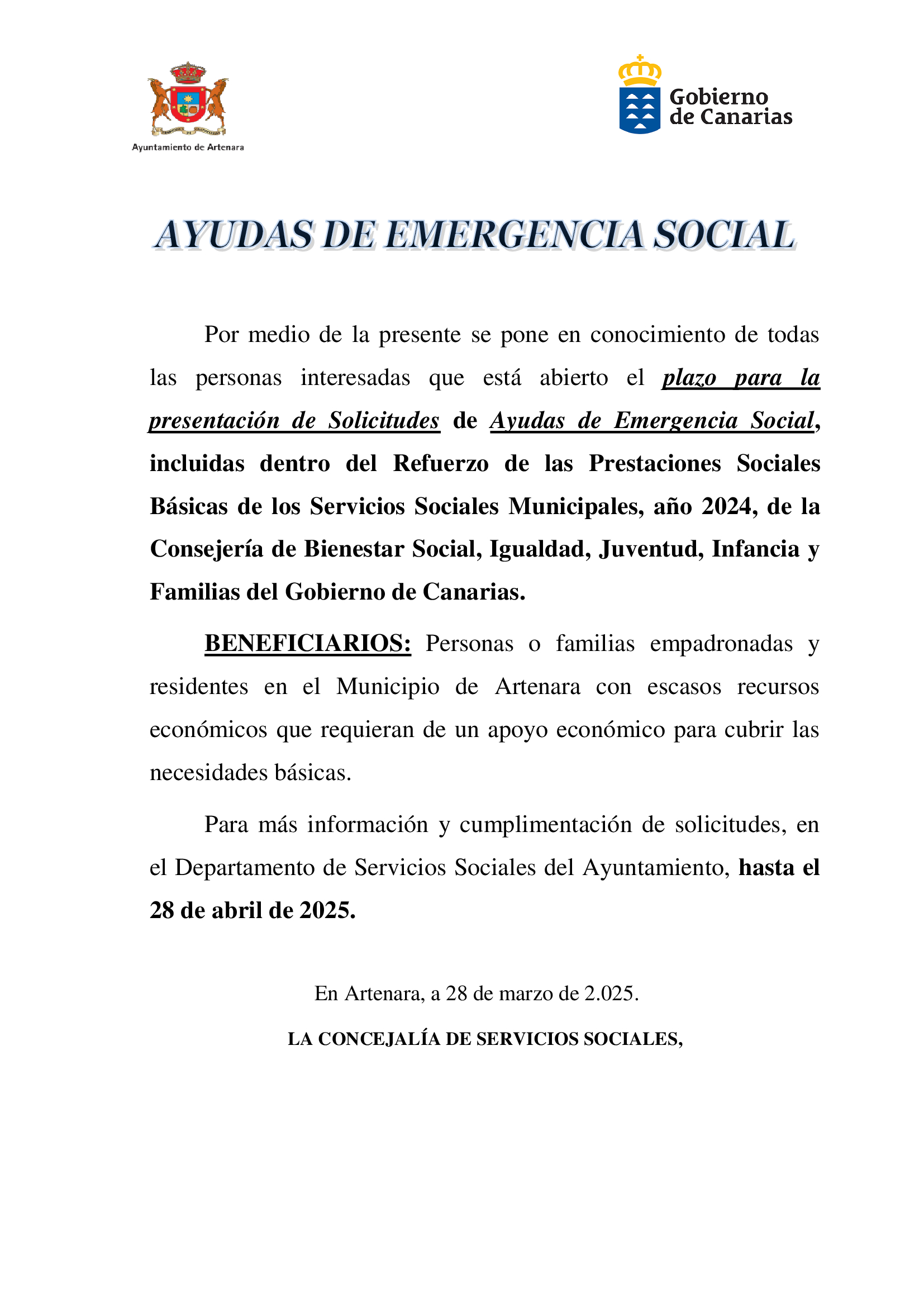 AYUDAS DE EMERGENCIA SOCIAL