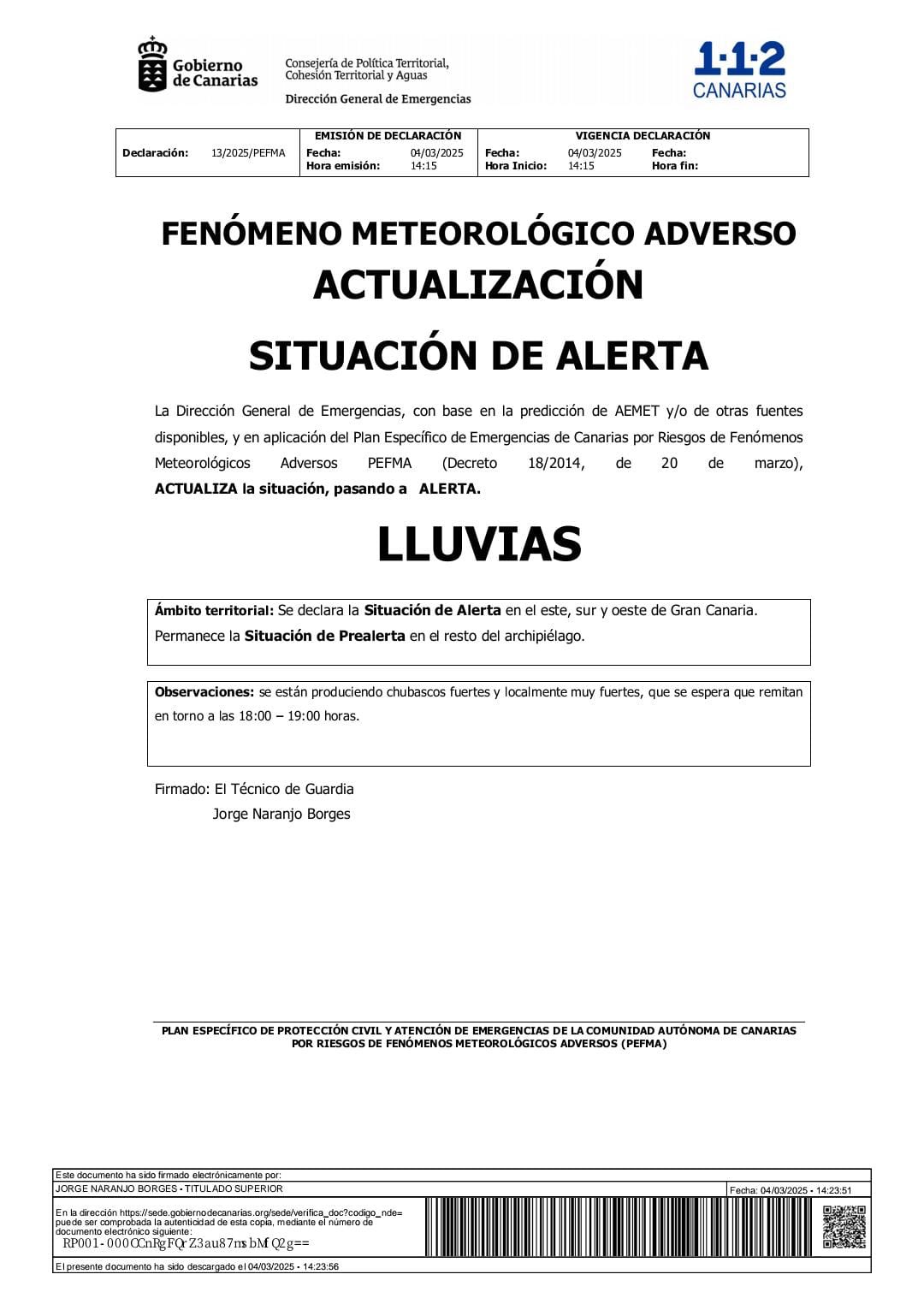 Continúa la ALERTA por lluvias