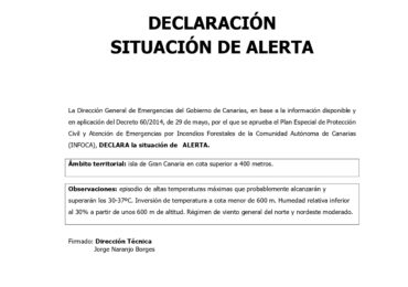 SITUACIÓN DE ALERTA POR INCENDIOS FORESTALES