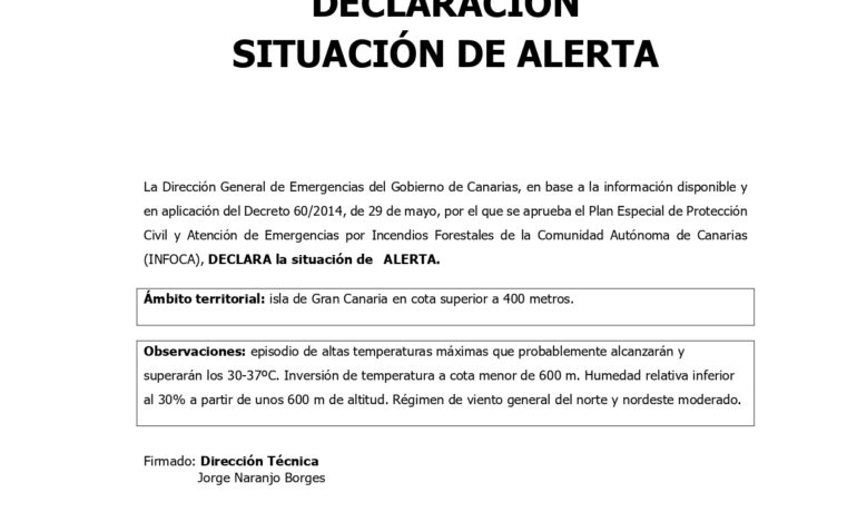 SITUACIÓN DE ALERTA POR INCENDIOS FORESTALES
