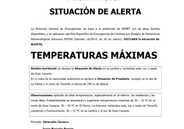 ALERTA POR ALTAS TEMPERATURAS