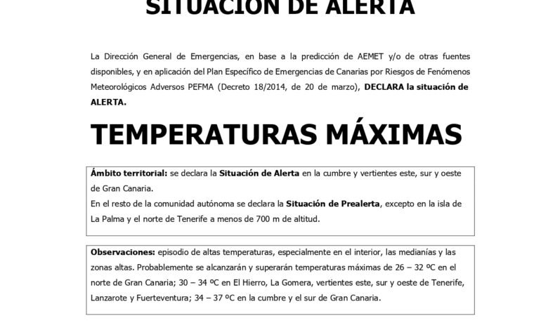 ALERTA POR ALTAS TEMPERATURAS