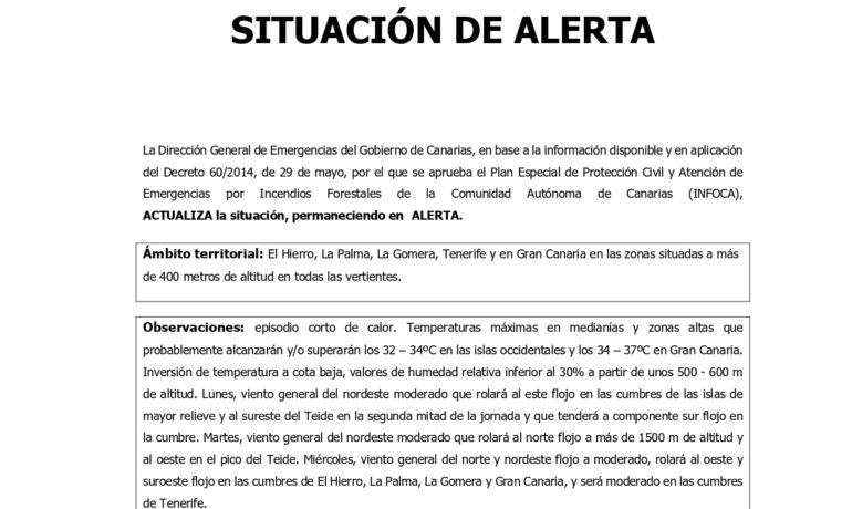 ALERTA por riesgo de incendios forestales