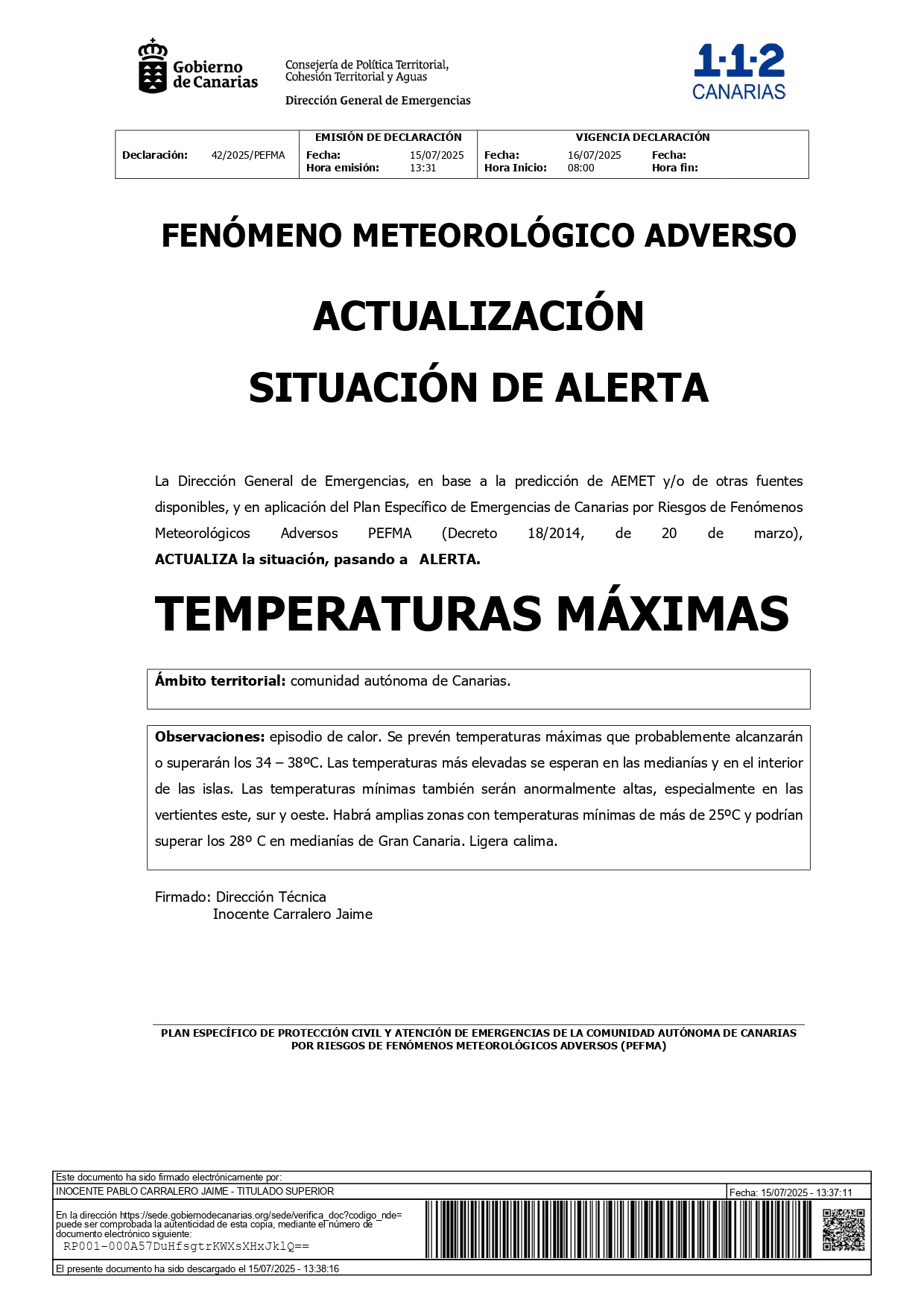 ACTUALIZACIÓN DE ALERTAS