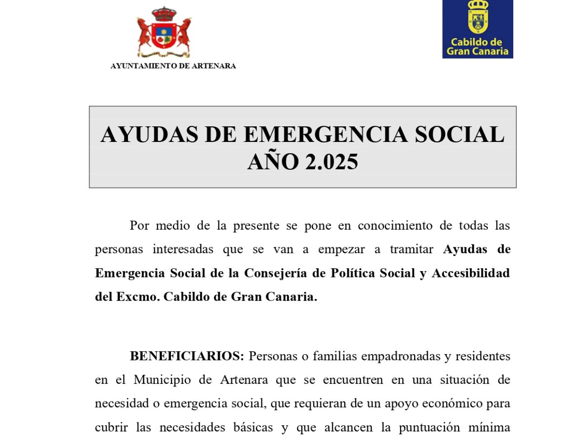Ayudas de Emergencia Social Año 2025.
