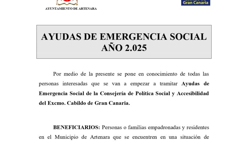 Ayudas de Emergencia Social Año 2025.
