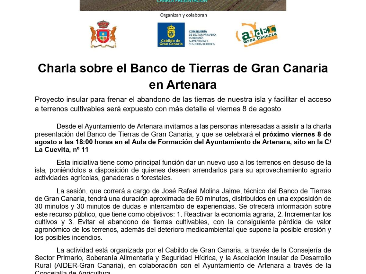 Charla sobre el banco de tierras de Gran Canaria