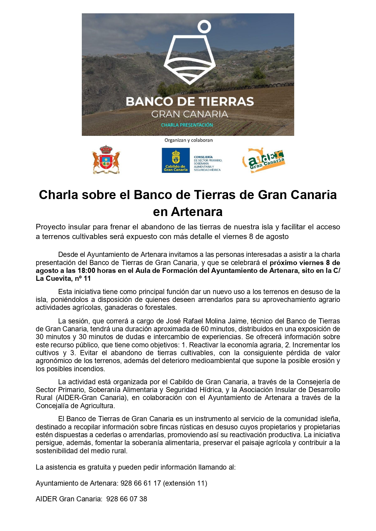 Charla sobre el banco de tierras de Gran Canaria