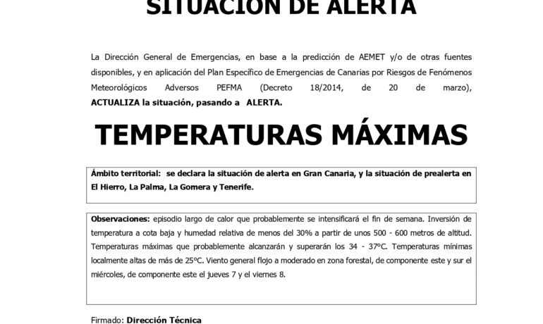 SITUACIÓN DE ALERTA EN CANARIAS