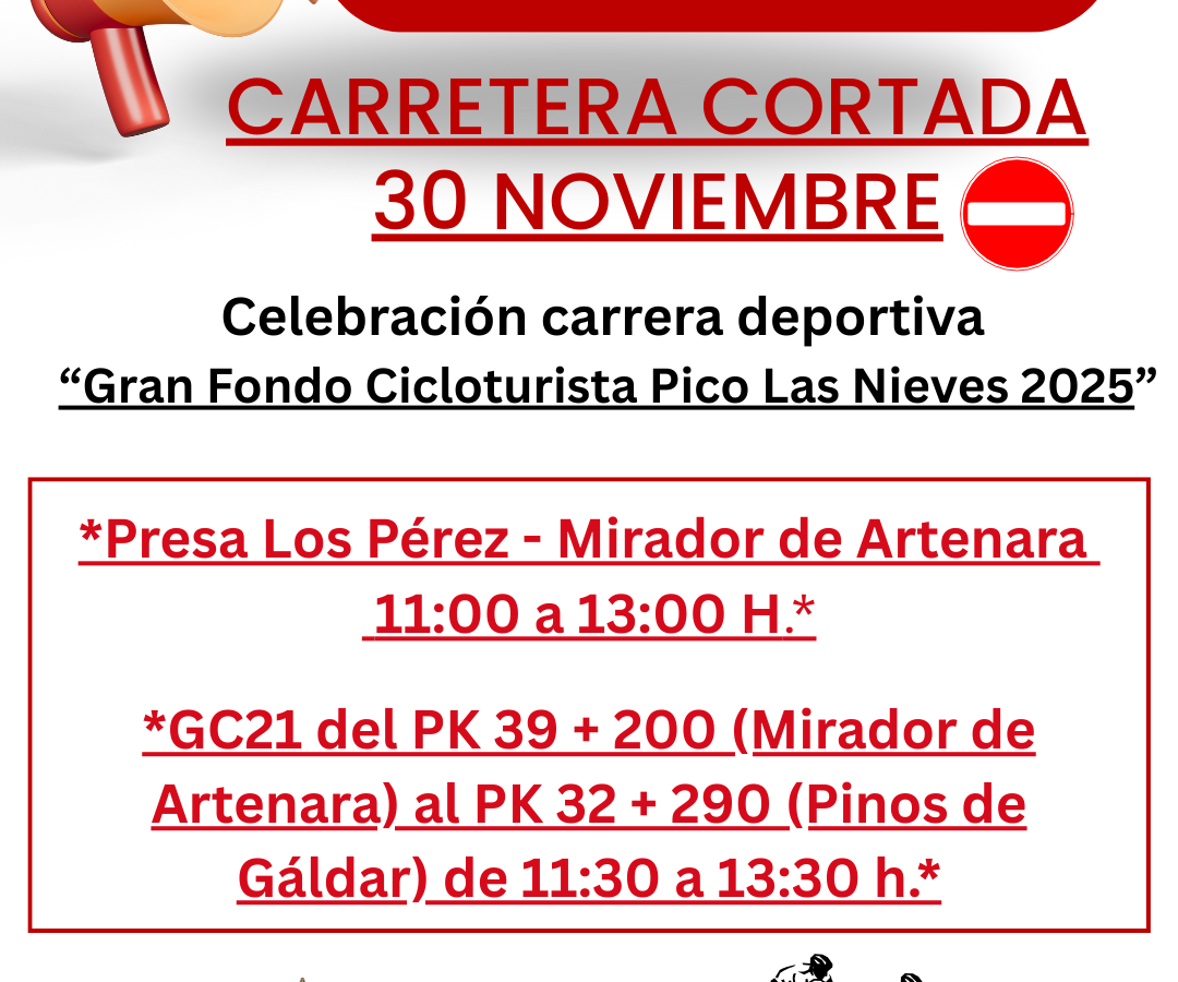 Carretera cortada al tráfico por carrera deportiva 30 de Noviembre