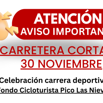Carretera cortada al tráfico por carrera deportiva 30 de Noviembre