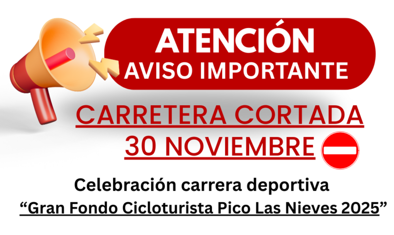 Carretera cortada al tráfico por carrera deportiva 30 de Noviembre