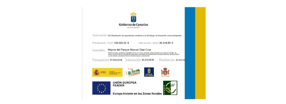 Publicidad de Subvención concedida al Ayuntamiento de Artenara