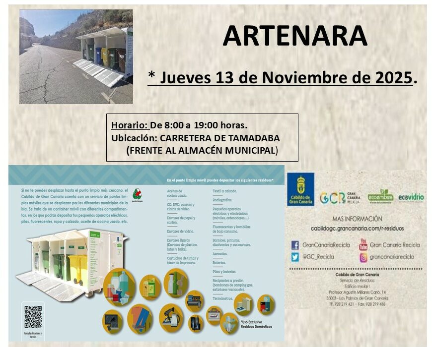 ♻️ Punto Limpio Móvil en Artenara ♻️