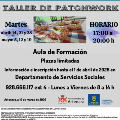 🧵 ¡Nuevo Taller de Patchwork en Artenara!