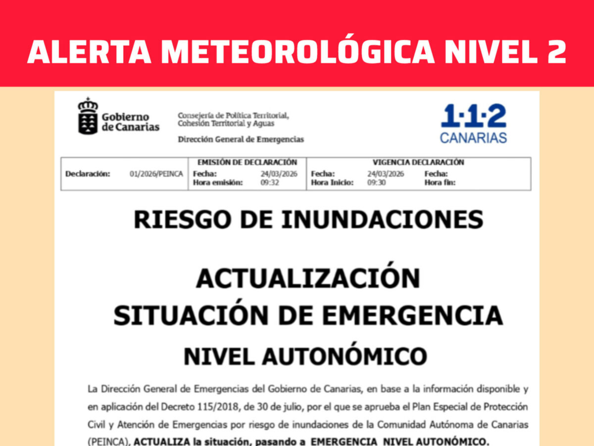 ACTIVADO NIVEL 2 DE EMERGENCIA METEOROLÓGICA