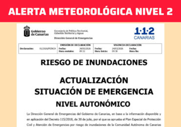 ACTIVADO NIVEL 2 DE EMERGENCIA METEOROLÓGICA