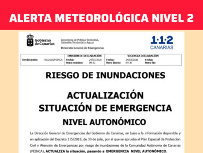 ACTIVADO NIVEL 2 DE EMERGENCIA METEOROLÓGICA