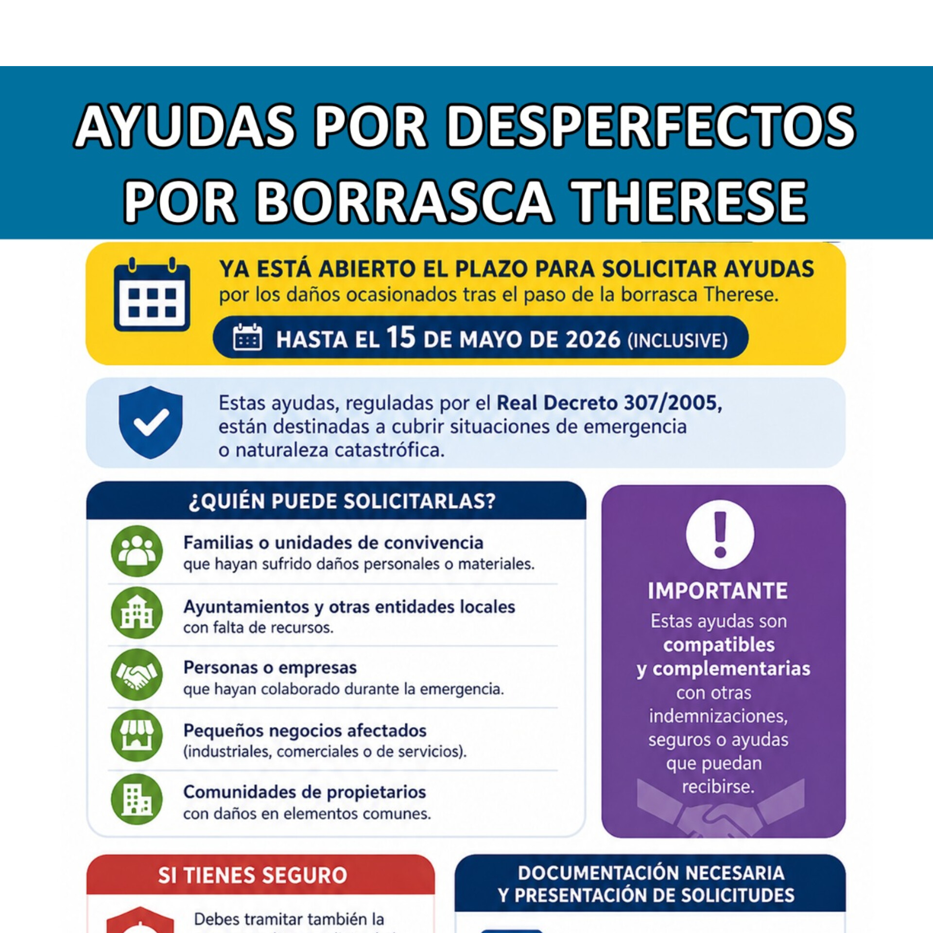 AYUDAS POR DESPERFECTOS OCASIONADOS POR LA BORRASCA THERESE