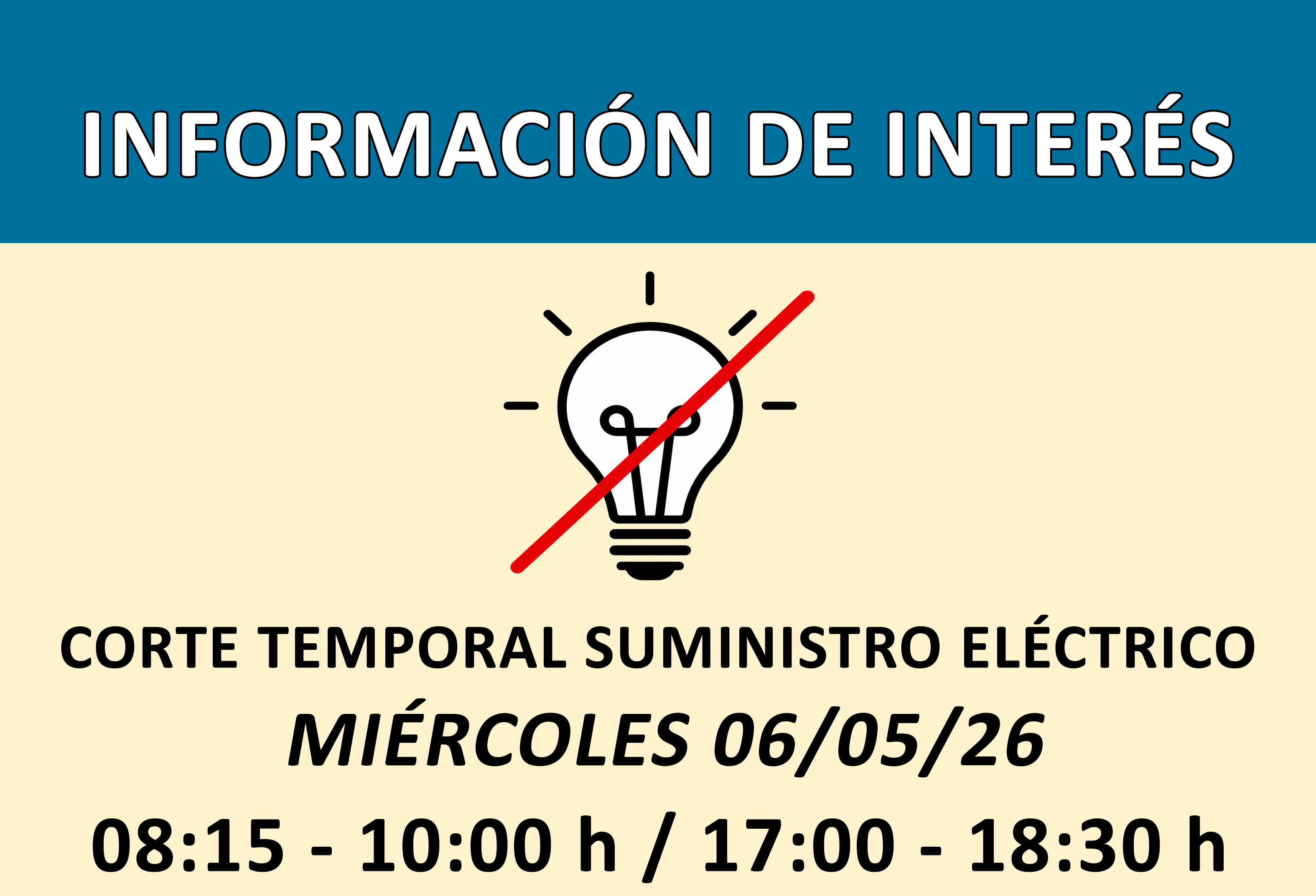 CORTE SUMINISTRO ELÉCTRICO EN ARTENARA 6/05/2026