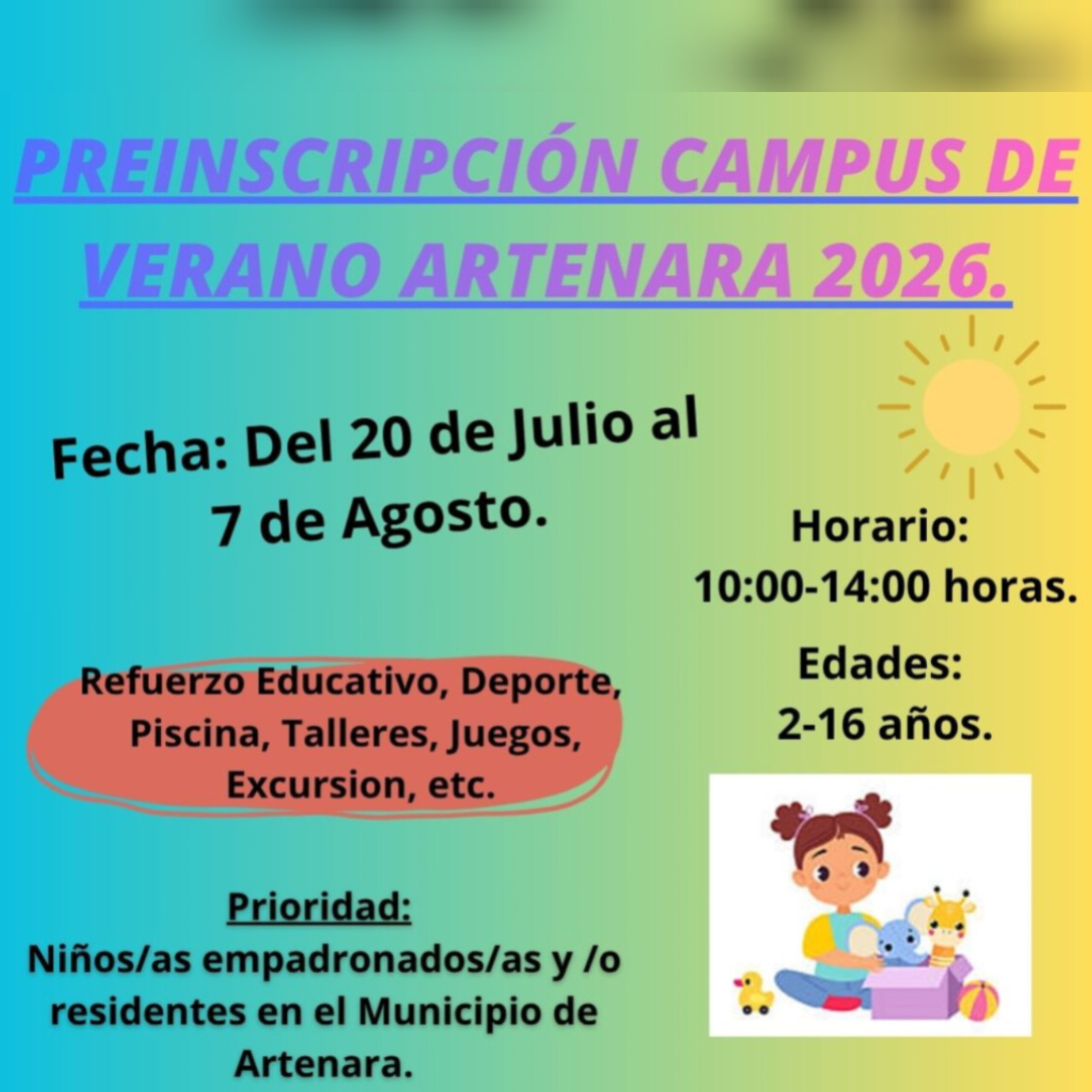 <div>¡Abierta la preinscripción para el Campus de Verano Artenara 2026! </div>
