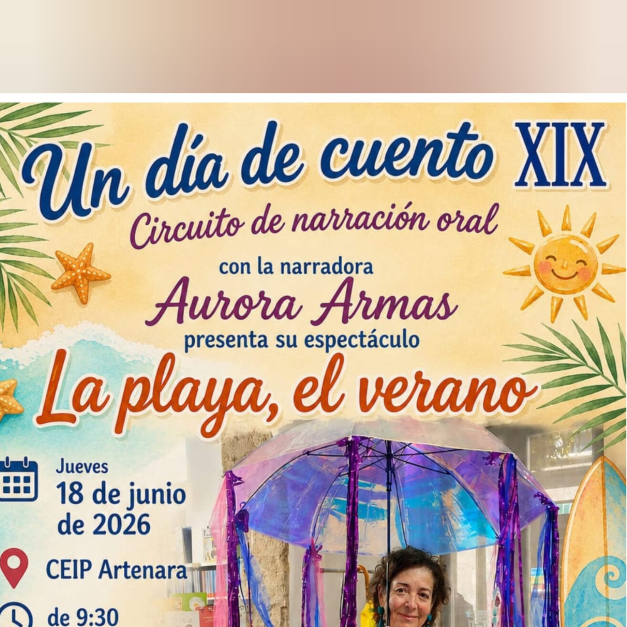 CUENTACUENTOS ESPECTÁCULO "LA PLAYA, EL VERANO" DE AURORA ARMAS