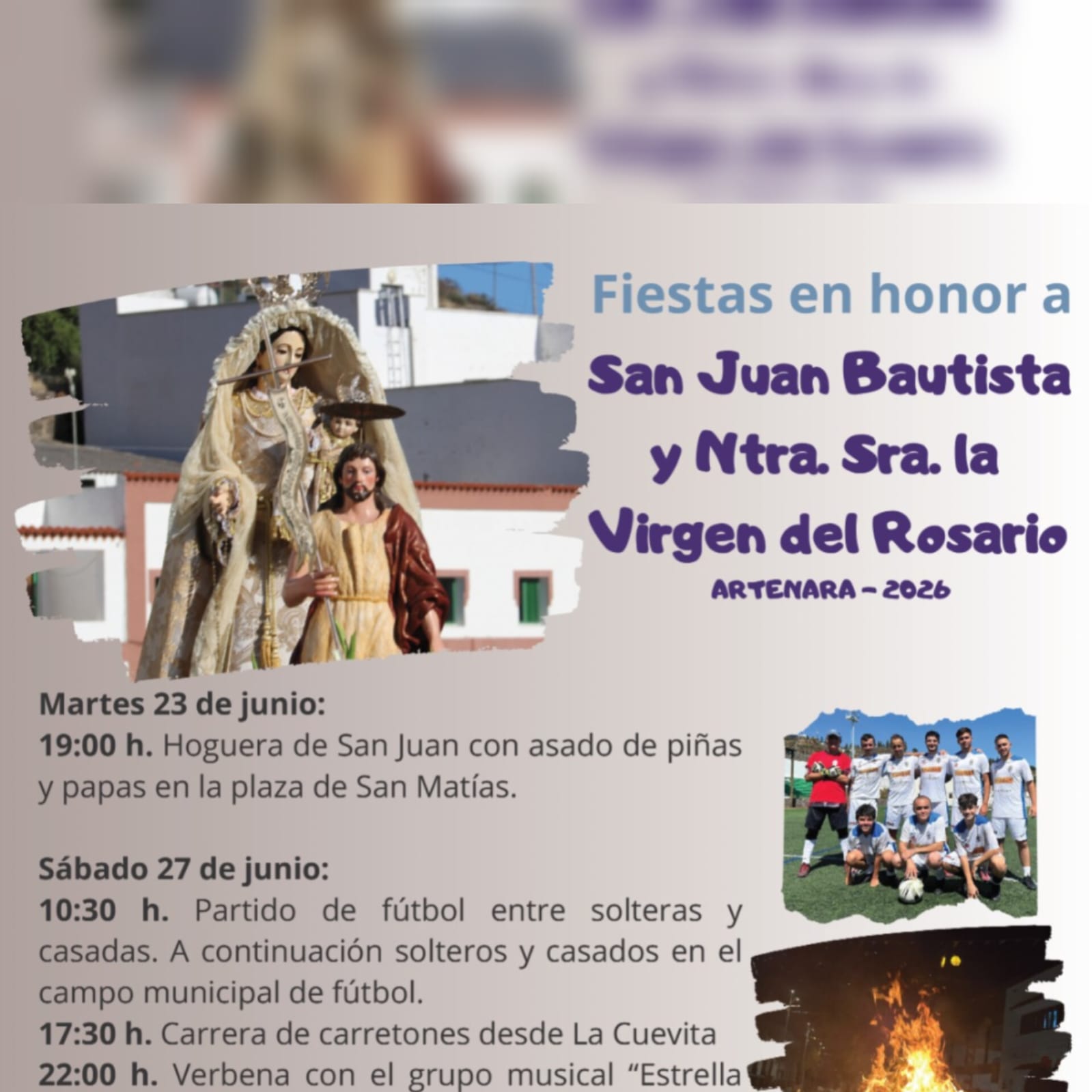FIESTAS EN HONOR A NUESTRA SRA. DEL ROSARIO Y SAN JUAN BAUTISTA 2026