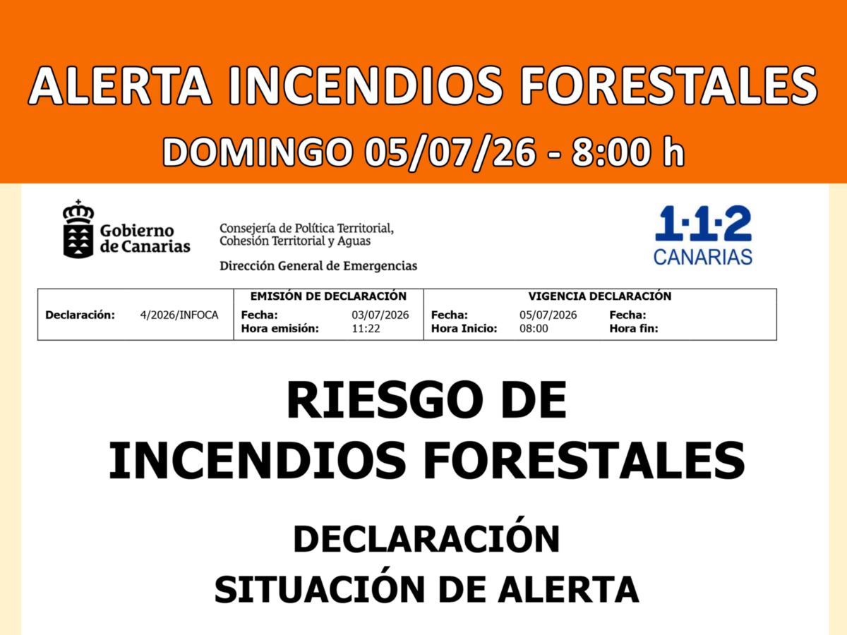 SITUACIÓN DE ALERTA POR RIESGO DE INCENDIOS FORESTALES EN GRAN CANARIA